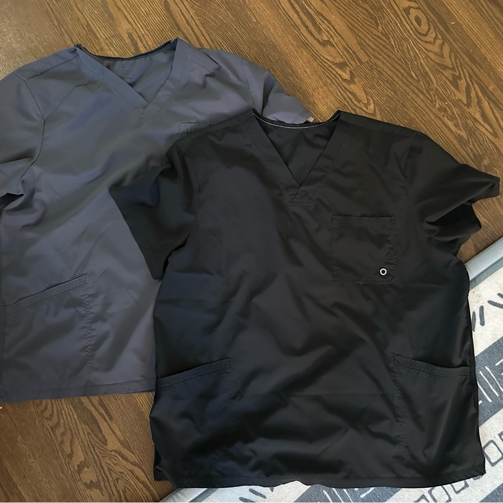 Cherokee Infinity Men's Black and Gray V-Neck Scrub Shirts